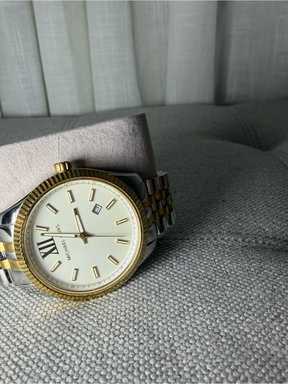 Michael Kors Two-Tone Gold & Silver Men's Bracelet Watch with White Dial